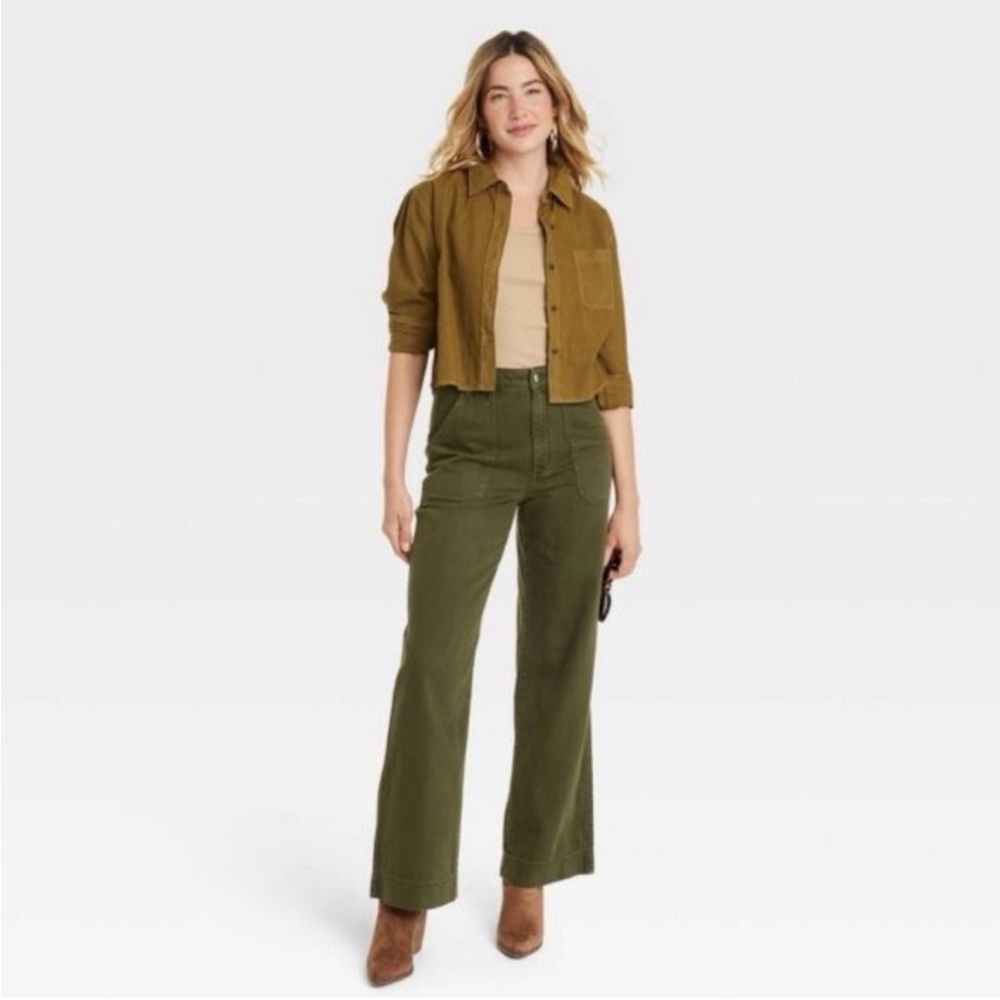 Universal Thread Olive Green Wide Leg High Rise Jeans